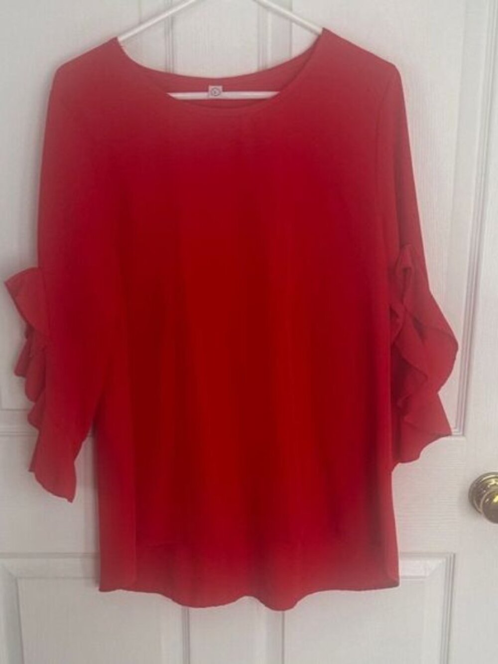 Elegant Red Ruffle Sleeve Top